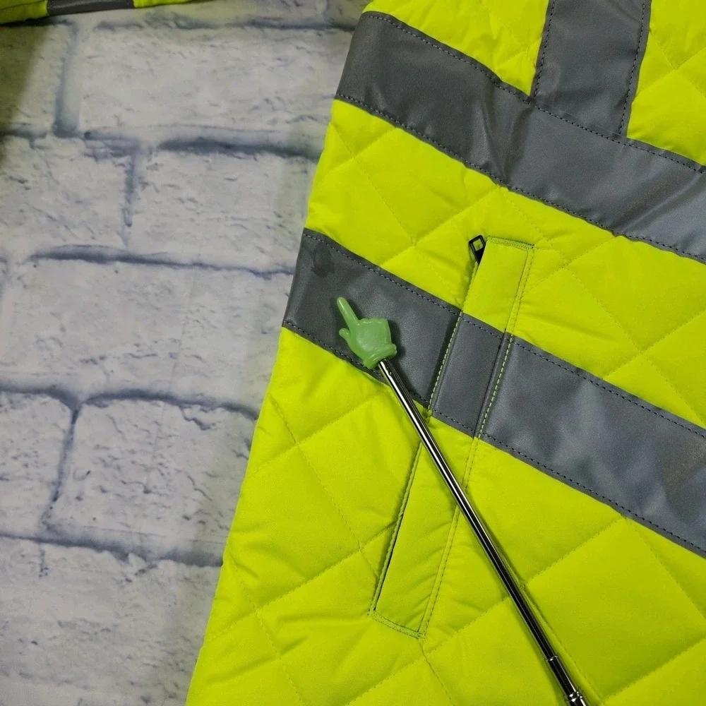 RefrigiWear MENS L HiVis Diamond Quilted Jacket High Visibility Insulated Work
